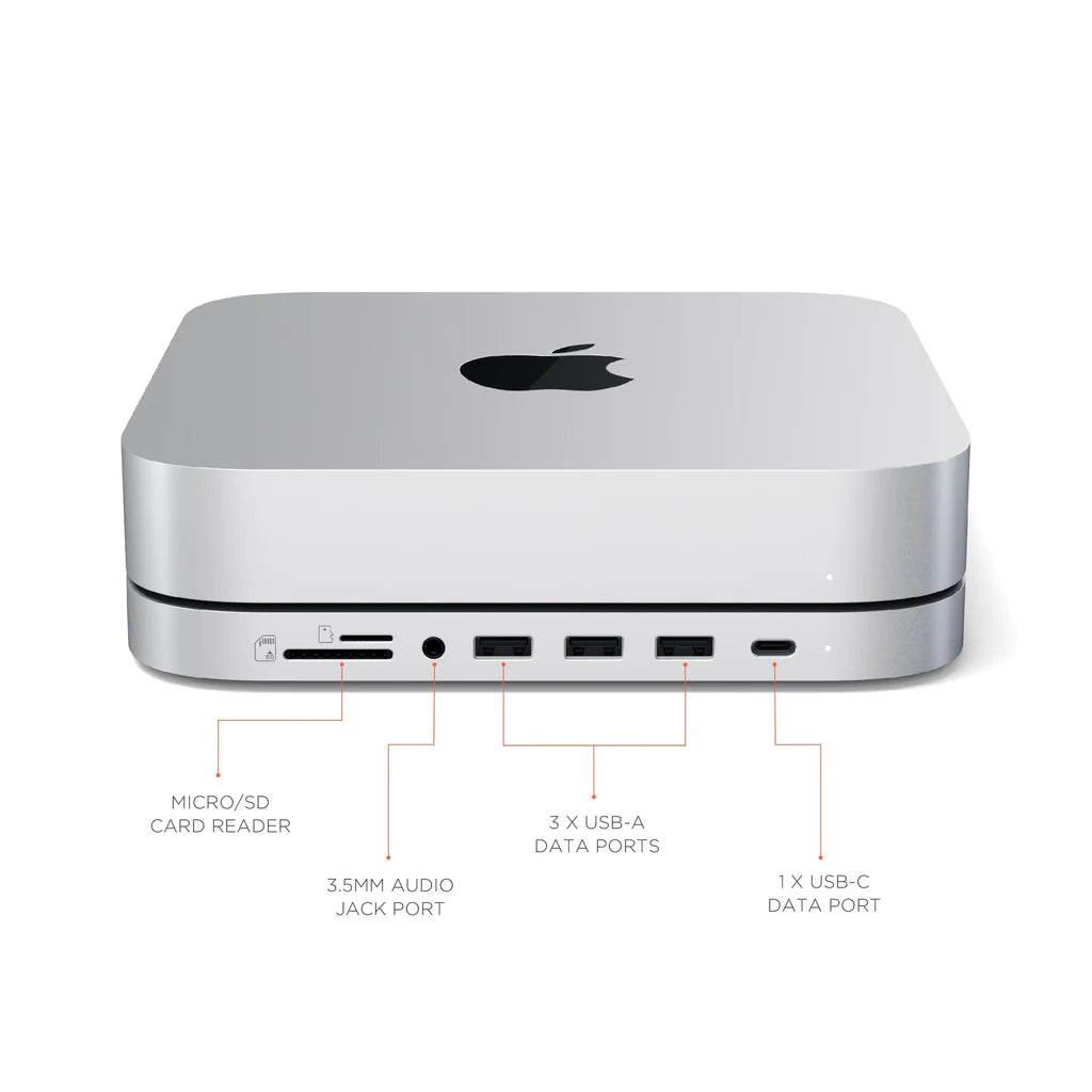 Satechi - Support et hub pour Mac Mini avec boîtier SSD.